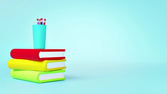 Welcome back to school video with 3D stationery and alarm clock