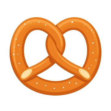 A golden brown pretzel is illustrated in a flat vector style against a white background.