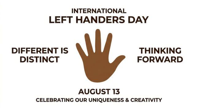 International left handers day greeting card with hand icon