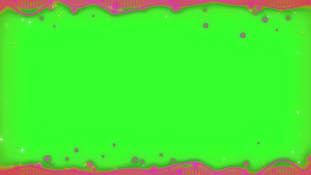 Frame border features a vibrant green center with a decorative pink bubbly edge for creative projects.