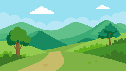 Fototapeta premium Grassland National Park Flat Vector 