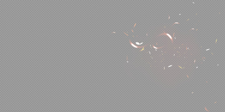 Dynamic Burst of Golden Fire Sparks and Burning Embers Swirling on Transparent Background.