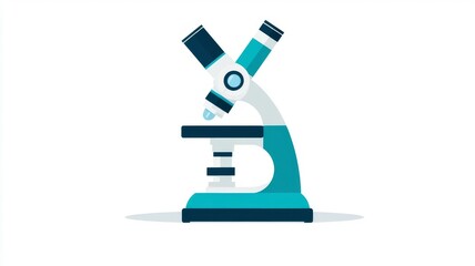 Fototapeta premium Modern scientific laboratory microscope icon illustration for biology and research education graphics.