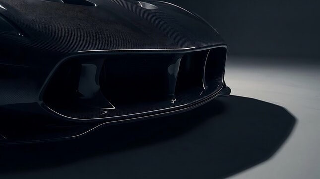 Close-up of carbon fiber bumper on luxury supercar.