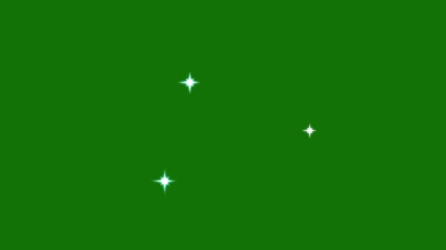 Twinkling sparkle stars animation on black screen background, White cartoon, flat, vector, White glowing twinkling stars sparkle animation. 4k video