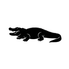 Fototapeta premium Alligator silhouette icon. Black crocodile vector graphic for wildlife design.