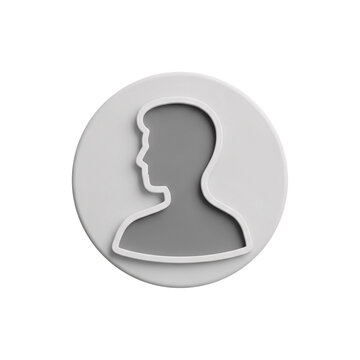 Minimalist 3d user profile icon isolated on transparent background for modern web design UI