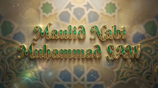 3D Typography Text Maulid Nabi Muhammad SAW