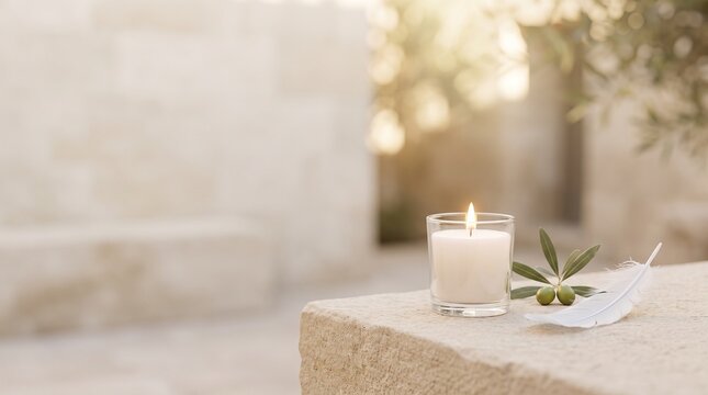 Candle of Hope - Remembrance and Tribute to Earthquake Survivors with Copy Space