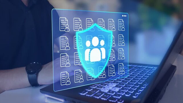 Secure customer data management concept. Protection of users personal information. 