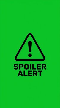 Spoiler Alert Warning Sign Animation on Green Screen Background. Vertical video