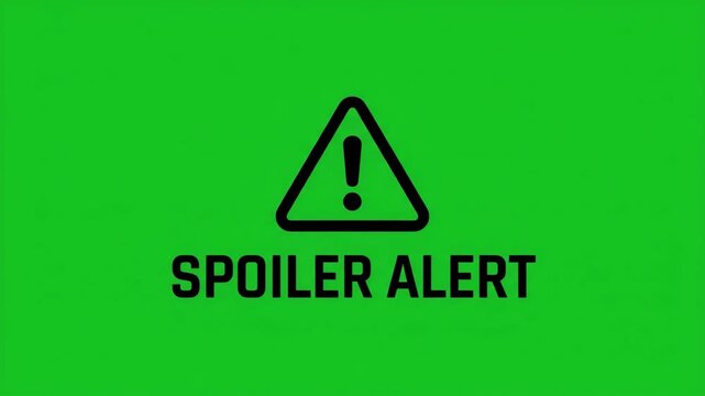 Spoiler Alert Warning Sign with Exclamation Mark on Green Screen Background