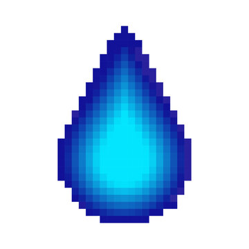 Water Drop Icon Sign 8 Bit Retro Pixel Graphic Effect Vector Illustration