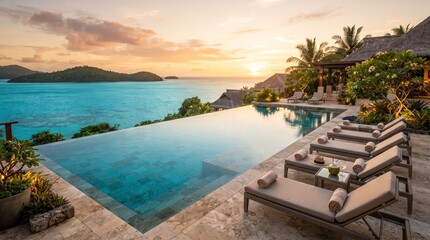 Fototapeta premium sunset in the pool
