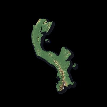 Panama Rotating 3D Relief Map Seamless Loop, Alpha Channel 4K