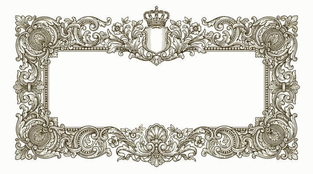 Elegant vintage frame with floral border design