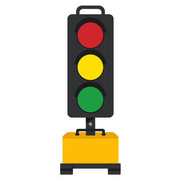 Temporary Roadwork Traffic Light Flat Vector Illustration Isolated on White Background