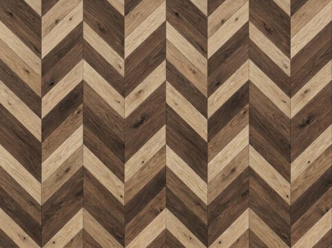 A Seamless Pattern Featuring Alternating Light and Dark Brown Chevron Wood Planks