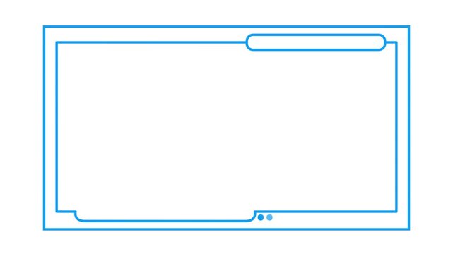 Futuristic blue HUD interface frame with rounded UI elements and minimal layout on white background. Clean motion graphics overlay ideal for tech presentations, dashboards, and digital screens.