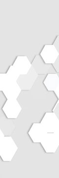 Geometric hexagon patterns in white and gray overlapping to form a modern background, abstract, ||white