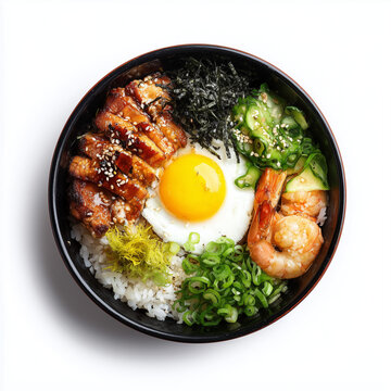 Korean Bibimbap Rice Bowl with Egg and Vegetables