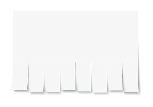 Empty blank sheet paper advertising. Tear-off ads. Street advertisement with tear-off strips.
