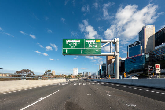 Warringah Freeway Southbound at Alfred Street North Exit Toward Cahill Expressway in Sydney On July 29 2026