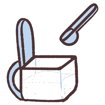 開いた水色の調味料入れのイラスト