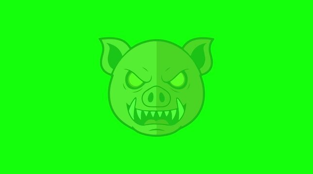 Angry Pig / Boar Face Green Screen | Vector Evil Pig Chroma Key Overlay
Animated Evil Boar Mask with Tusks & Glowing Eyes (Green Screen Halloween VFX)
Green Screen Evil Boar Animation