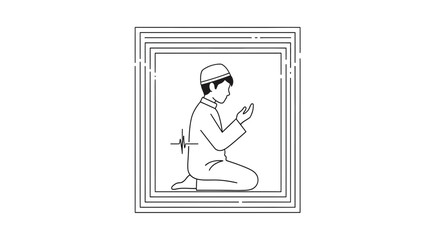 Fototapeta premium Muslim boy praying, Islamic tradition, faith and devotion in Islamic culture