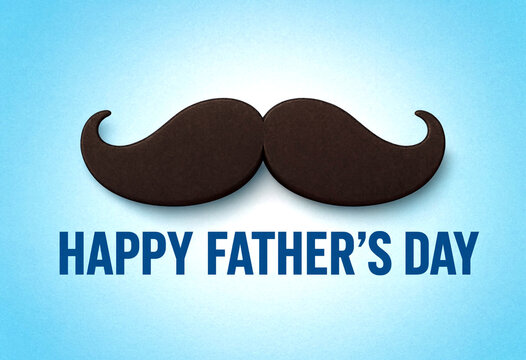 Funny and creative happy fathers day greeting card with stylized mustache design
