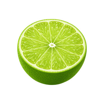 Vector illustration of a fresh half lime fruit with juicy segments isolated on white background