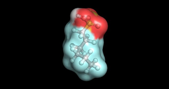 Perfluorohexanesulfonic acid, persistent environmental PFAS, 3D molecule 4K spinning