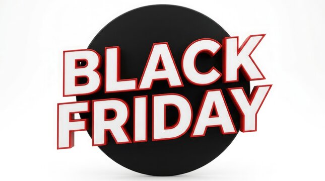 Bold black friday text design on a circular dark background for advertising