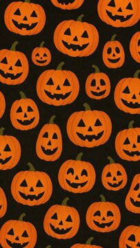 Playful pumpkins on black mobile wallpaper