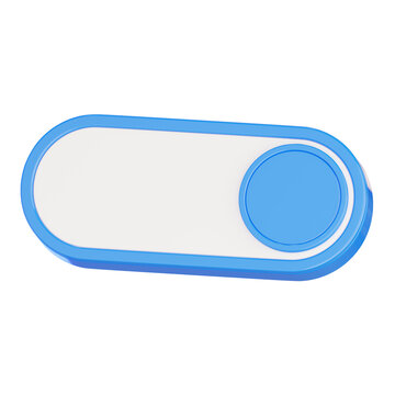 3D rendering blue toggle slider switch icon for on status setting UI