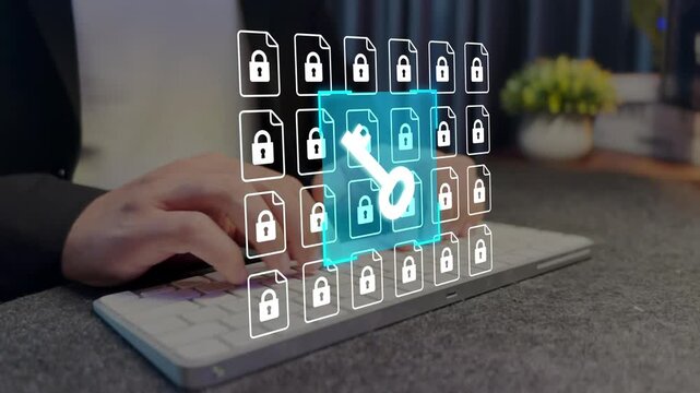 File data encryption and access control.  Encryption key management, secure document storage system. 