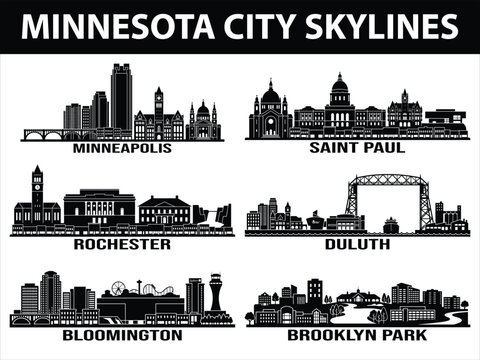 Black Minnesota city skylines set