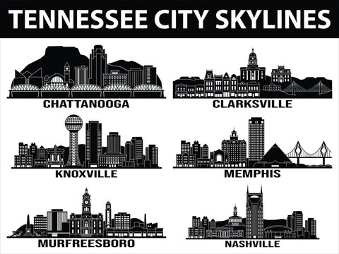 Black Tennessee city skylines set