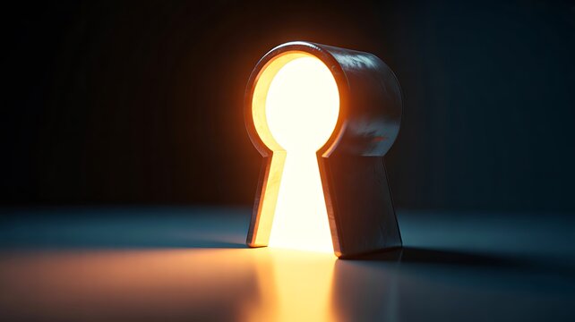  Illuminated keyhole symbol representing cybersecurity privacy and secure digital access