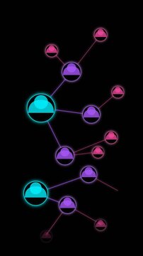 Digital network connection map with glowing nodes and abstract data structure