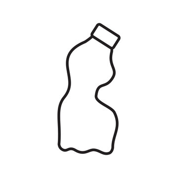 Minimalist Curved Plastic Bottle Line Art Vector Icon Outline Illustration