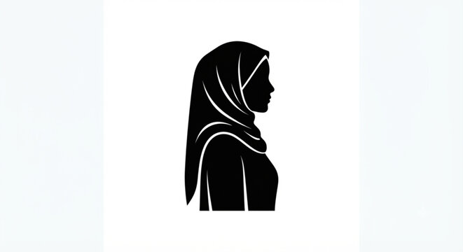 Hijab woman silhouette profile vector illustration isolated on white background