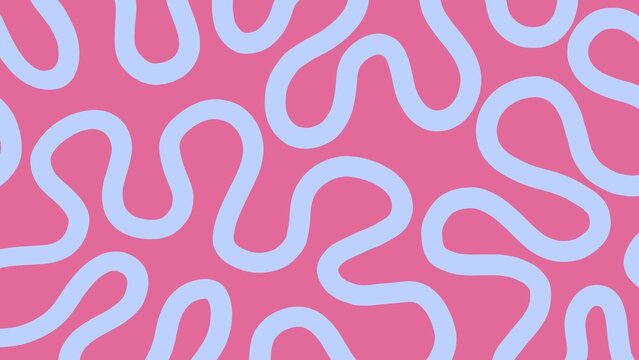 Seamless playful liquid fluid wave pattern for modern branding, Fun doodle line art seamless pattern Wallpaper design. Abstract wavy line pink and blue background. Retro Groovy Maze Pattern Vector. 