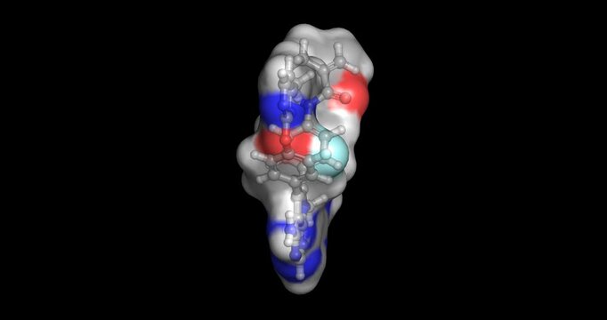 Lirafugratinib, targeted fibroblast growth factor receptor cancer drug, 3D molecule 4K spinning