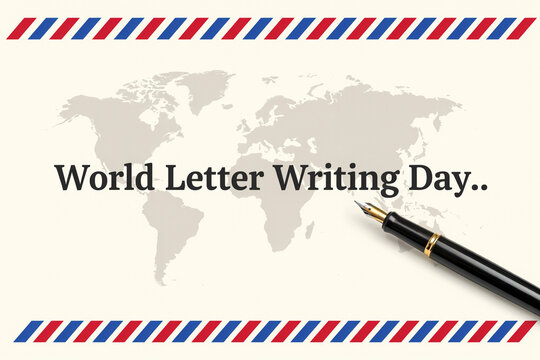World letter writing day concept with fountain pen and world map background fountain communication correspondence celebration stationary document business tradition