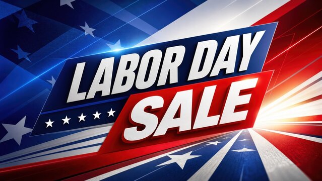 Labor day sale banner with american flag design and stars