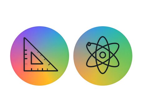 Set of two colorful circular icons with education and science symbols.