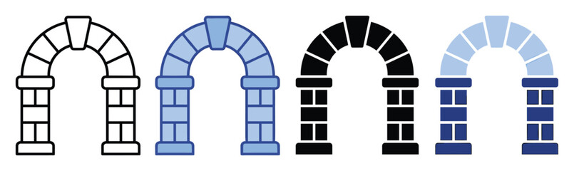 Obraz premium Set of arch icons for building construction, architectural design, or historical structural concepts