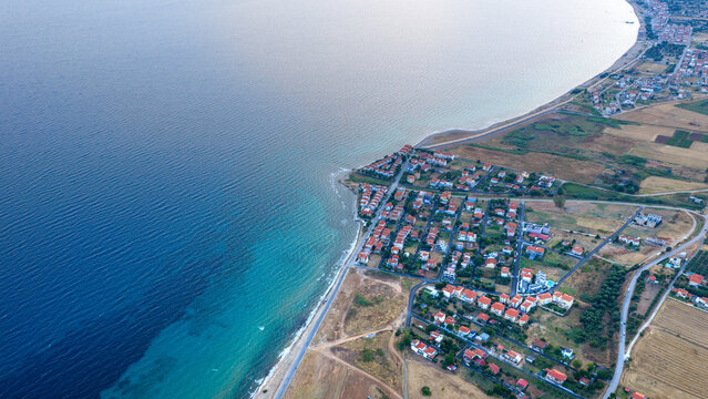 Coastal Maures by blue bay near Nea Moudania Greece